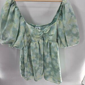 Future Collective X Gabriella Karefa-Johnson Green Puff Sleeve Mini Dress XL